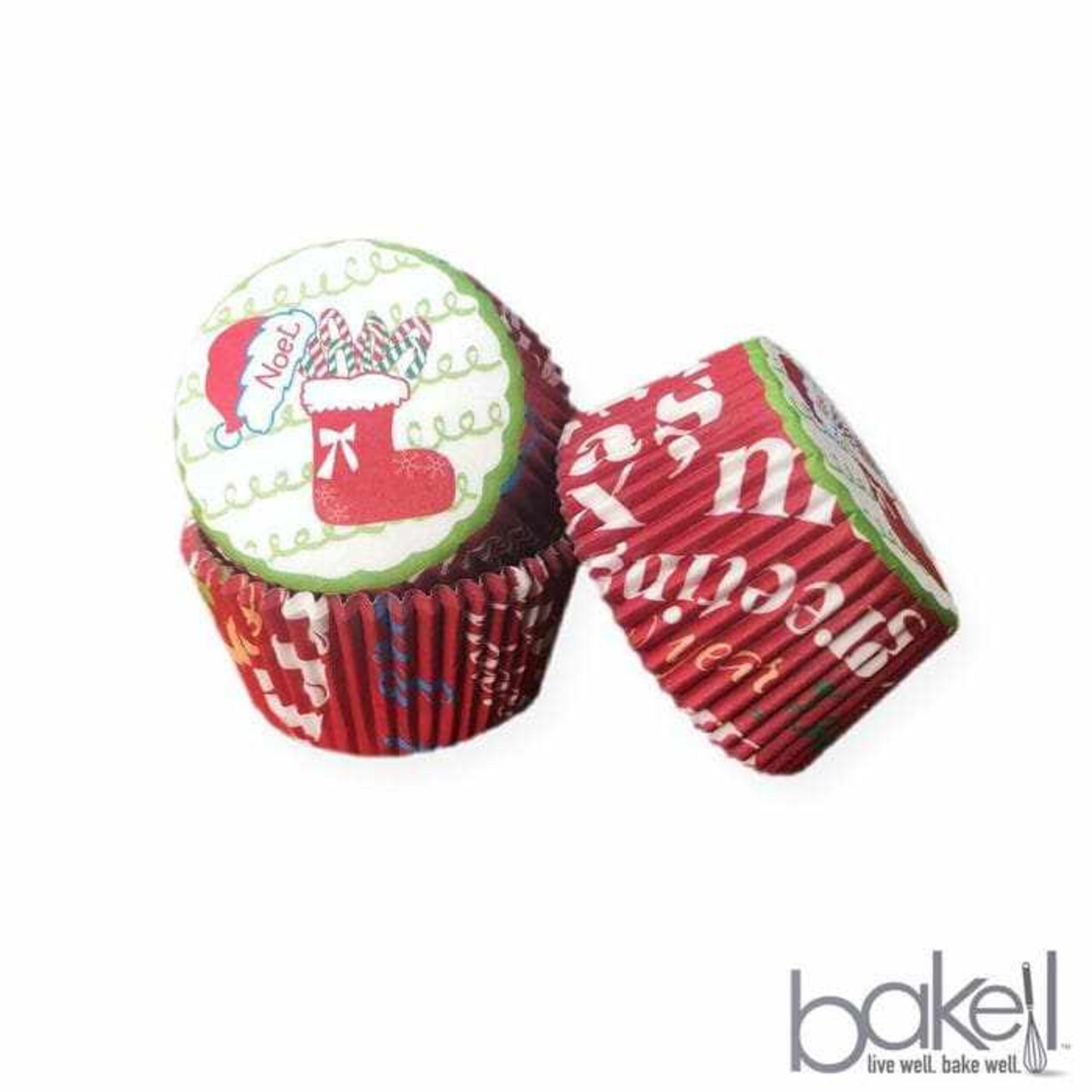 Christmas Stocking Standard Size Cupcake Wrappers & Liners | 25 PC Set